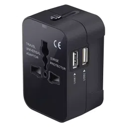 Loire Original All in One Travel Adapter 2 USB Ports 15 W Universal Black-15
