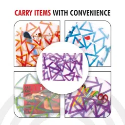 POLEN Fullscape Folder File 18 Microns Poly Plastic Button Bag Triangle Design Multicolor (Pack of 12) image 4
