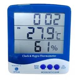 Japsin Instrumentation Optilab Digital Thermo-Hygrometer & Clock Indoor: -10 to 50°C Range, JIPL-THC-10-14
