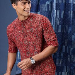Taavi Ajrakh Ethnic Motifs Printed Pure Cotton Shirt-image-17
