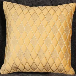 Yellow Color Diamond Shaped Embroidered Design, 1 Piece Velvet Cushion Cover-picture-4