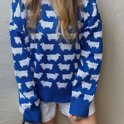 Outzidr Women Animal Printed Relaxed Sweater-picture-6