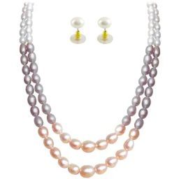Sri Jagdamba Pearls Golden Necklace & Earring Set-image-51