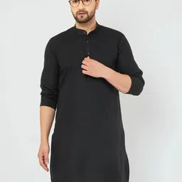 Men Solid Straight Kurta (Black)-picture-10