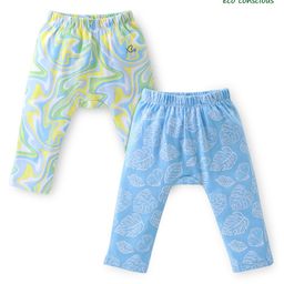 Babyoye 100% Cotton With Eco Jiva Finish Diaper Pants Leaf & Marble Print Pack of 2- Blue & Green-picture-22