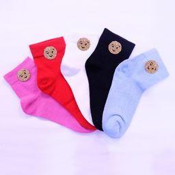 Tipy Tipy Tap Pack Of 5  Shimmer Smiley Detailed Socks - Pink White Red Black & Blue-75