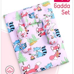 Babyhug Cotton Bedding Set Fox Print- Lilac-picture-14