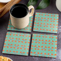 Kolorobia Babur  Square Glass Coaster- Green-image-98