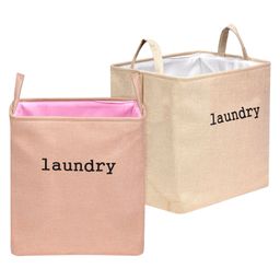 Kuber Industries Laundry Basket  Square Foldable Laundry Basket  Jute Storage Bag with Handles  Clothes Basket for Home  Toy Storage Basket  40 LTR  Pack of 2  Multicolor-34