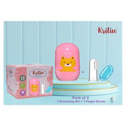 Kritiu Baby 4 in 1 Grooming Manicure & Pedicure Nail Essential Kit with Baby Silicone Soft Bristles Finger Brush for Oral Dental Care - Multicolour-picture-10