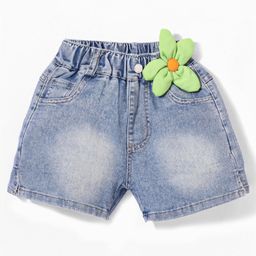 Kookie Kids Shorts with Floral Applique - Blue-image-116