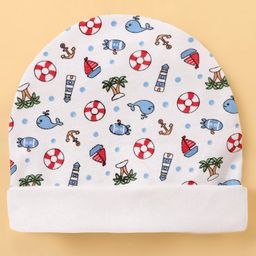 Ben Benny Cotton Baby Cap Nautical Theme Print White - Diameter 11.5 cm-10