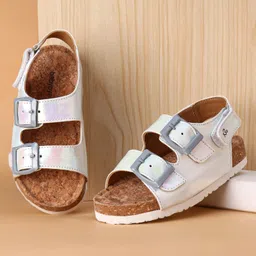 Babyoye Shimmered Velcro Closure Sandals - Silver-picture-43