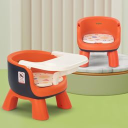 Baybee Creto Baby Booster Chair for Feeding | Portable Dining Chair for Baby with Removable Cushion Pad & Food Tray - Orange-image-50