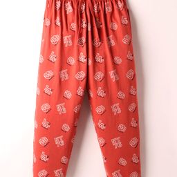 Taeko Single Jersey Knit Lounge Pants With Sports Theme Text Print - Red-17