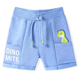 Babyhug Cotton Knit Dino Printed Shorts - Light Blue-image-33