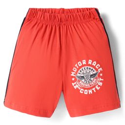 Taeko Single Jersey Knit Knee Length Shorts With Text Print - Red-picture-4