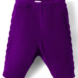 Babyhug Knit Full Length Solid Colour Fleece & Woollen Pant - Purple-picture-29