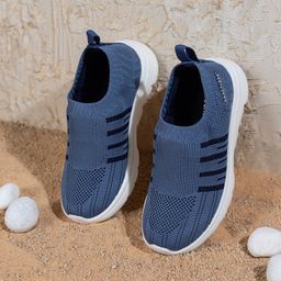 Toothless Mesh Designed Slip On Sneakers - Blue-picture-14