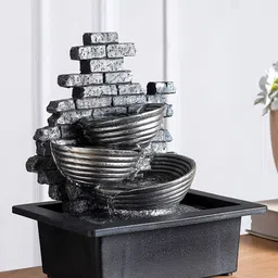 THE ARTMENT Grey & Black Textured Three Vessels Fountain-44