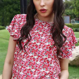 Sera Floral Print Flared Sleeve Crepe Top-picture-36