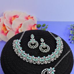 Anouk Rhodium-Plated Stone-Studded Jewellery Set-7