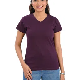30 Looks Women Solid V-Neck Cotton T-shirt-image-41