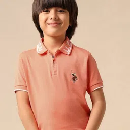 U.S. Polo Assn. Kids Boys Brand Logo Polo Collar Pure Cotton Applique Regular Fit T-shirt-picture-29