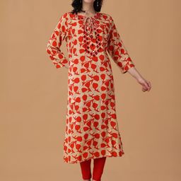 RANGRIWAZ Women Floral Printed Daily Straight Kurta-image-27