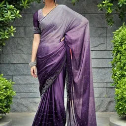 Rhey Embellished Beads and Stones Poly Georgette Saree-picture-12