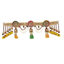 Aura Pink & Yellow Embroidered Main Door Toran-image-5