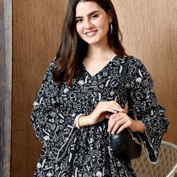 Anouk Rustic Women Printed Flared Sleeves Pure Cotton Peplum Top-picture-6