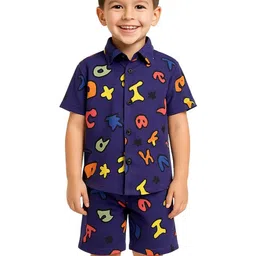 Sagar Impex Unisex Kids Purple Printed Shirt With Shorts-picture-32