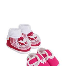 NESKA MODA 12 To 18 Month Non Slip Infants Pack Of 2 Pair Cotton Butterfly Booties-image-80