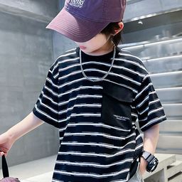 INCLUD Boys Striped Round Neck Raglan Sleeves Multi or Variegate Stripes Oversized T-Shirt-image-21