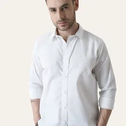 PERCH Men Slim Fit Opaque Striped Casual Shirt-image-39