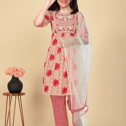 NIVUDI Pink Cotton Silk Kurta Sets-picture-41