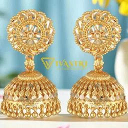 VIVASTRI Women Gold Plated Alloy Jhumkas Earrings-picture-8