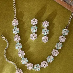 Anouk Silver Plated American Diamond Studded Jewellery Set-26