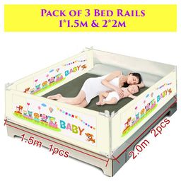 Syga Pack Of 3 Baby Bed Rail 2.0 m x 2 Pieces & 1.5 m x 1 Piece - Cream-image-81