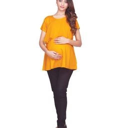 Kriti Half Sleeves Maternity Top - Yellow-image-103