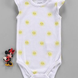 Fox Baby Cap Sleeves Onesie Sun Print - White-image-11