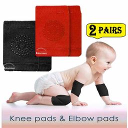 Babymoon Baby AntiSlip Stretchable Knee Cap Elbow Safety Protector Set Of 2 - Black & Red-15