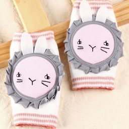 Baby Elbow & Knee Pads Bunny Applique - Grey Pink-25
