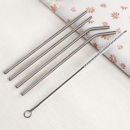 Babyhug Stainless Steel Drinking Straw With Cleaning Brush Set of 5 - Silver-picture-11