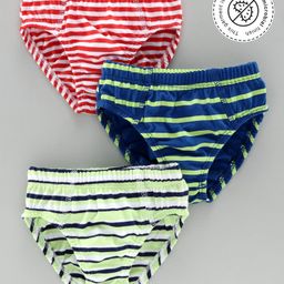 Babyoye Cotton Striped Anti-Bacterial Briefs Pack of 3 - Red Blue-picture-19