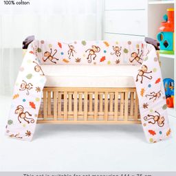 Babyhug 100% Cotton Cot Bumper Monkey Print Large - Multicolor (Cot not Included)-image-39