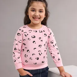 Kookie Kids Full Sleeves Sweatshirt Leopard Print - Light Pink-picture-22