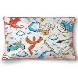 Silverlinen Harry Potter Wingardium Leviosa Theme Single Pillow Cover - White-13
