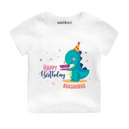 KNITROOT Half Sleeves Dinosaur Print T-Shirt - White-picture-17